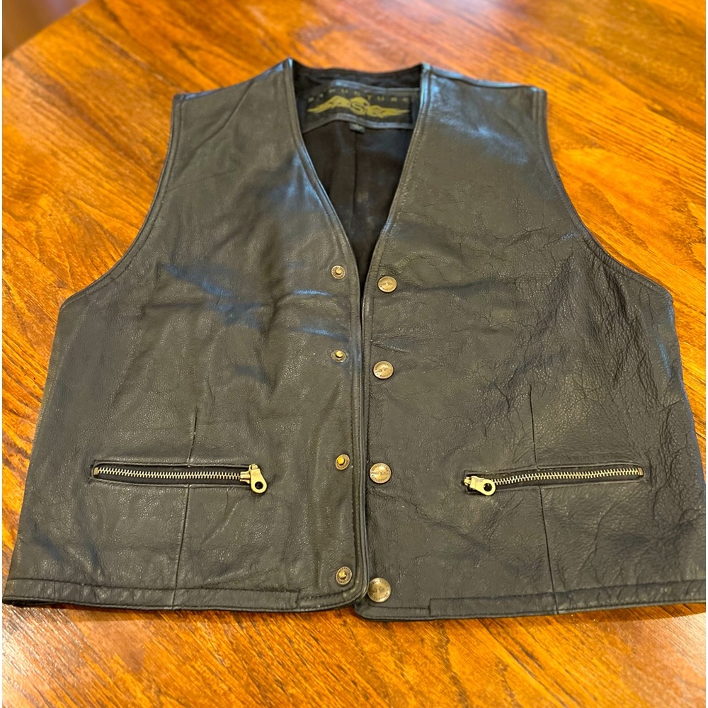 Used Four Snap Leather Vest with pockets by Structure. Men’s Large.